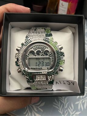Invicta Activa X 51mm Iced Out Digital Watch Green Crystal – New With tags
